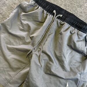 Speedo Swim Trunks Mens M Gray Lined Elastic Waist Drawstring Shorts